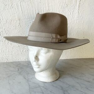 Wyeth Women's Lila Fedora Hat Brown Wool Wide Brim Ribbon Band  - One Sizerey